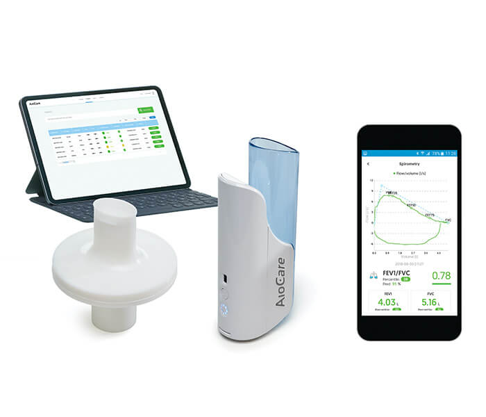 Domowy Spirometr Medyczny AioCare - współpracuje z tabletami i smartfonami